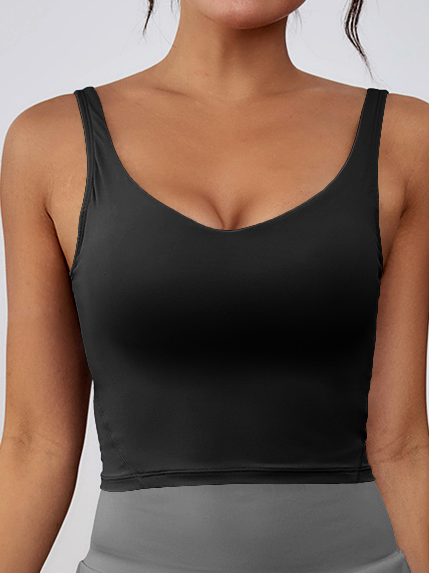 Sports Bra Wire Free With Padded Cups Wide Strap Naked Feel Slim Fit Running Yoga Bra
