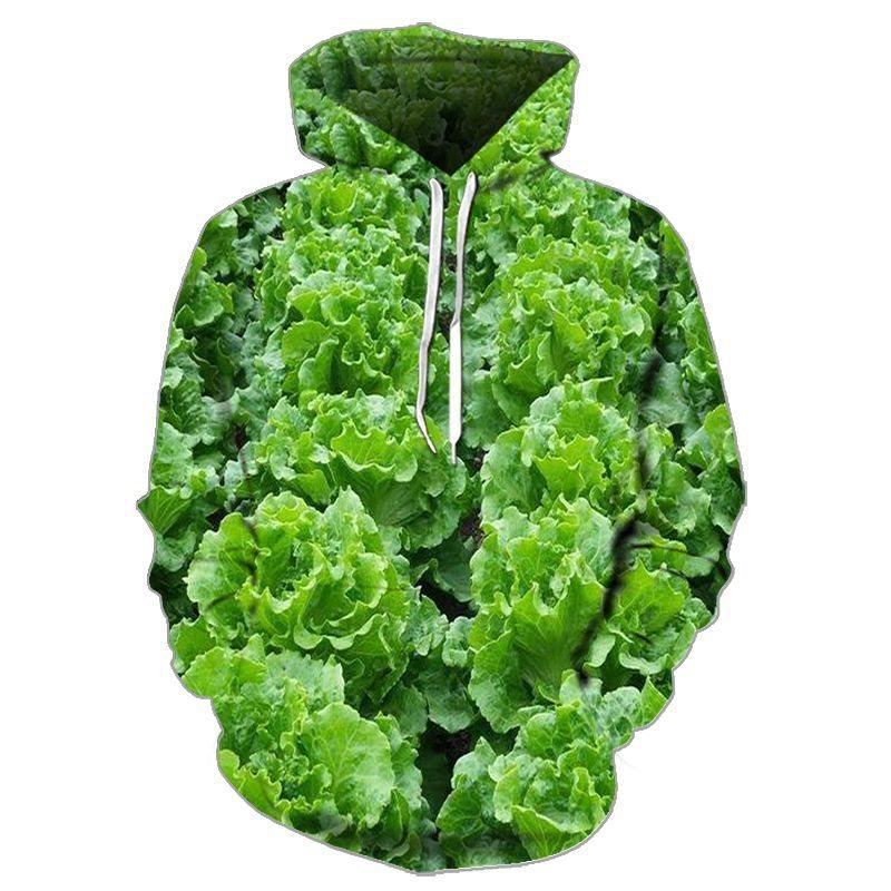 Autumn and Winter Organic Green Vegetable Hoodie 3D Printed
