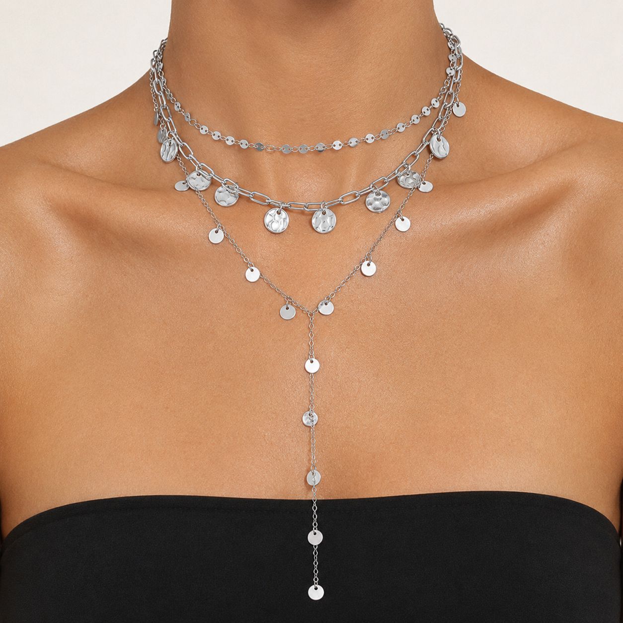 Womens Commute Metal Hammered Round Disc Pendant