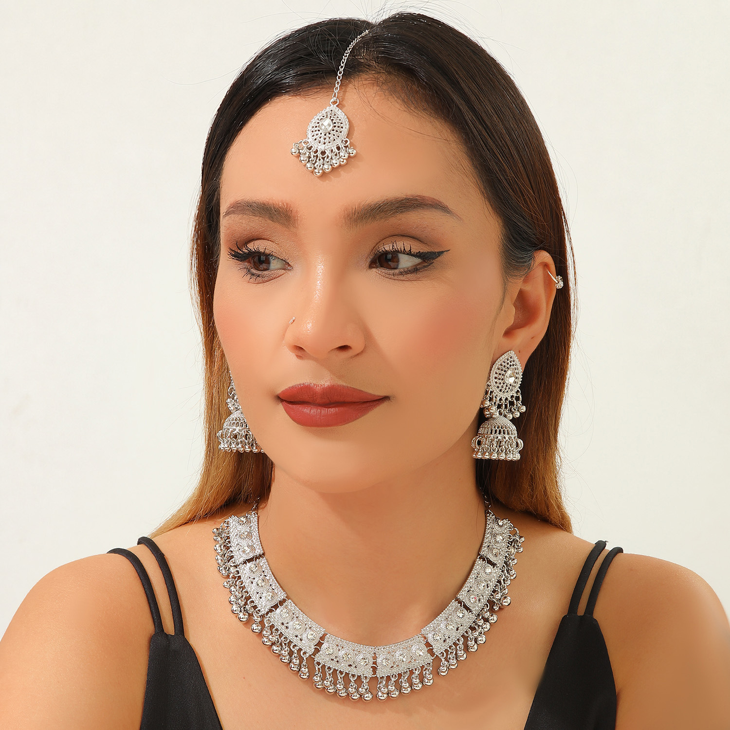 Bohemian Vintage Statement Necklace Earring Set, Ethnic