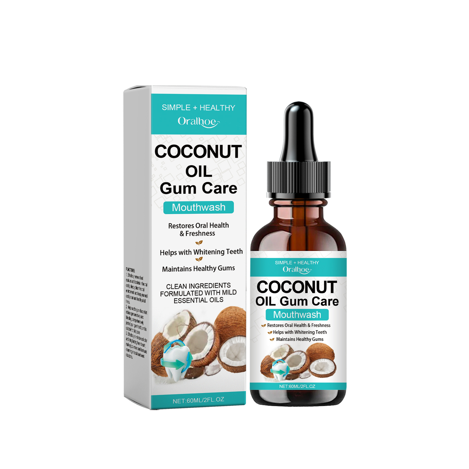Coconut Oil Mouthwash Herbal  Breath Cleansing Traces Daily Care Teeth Care