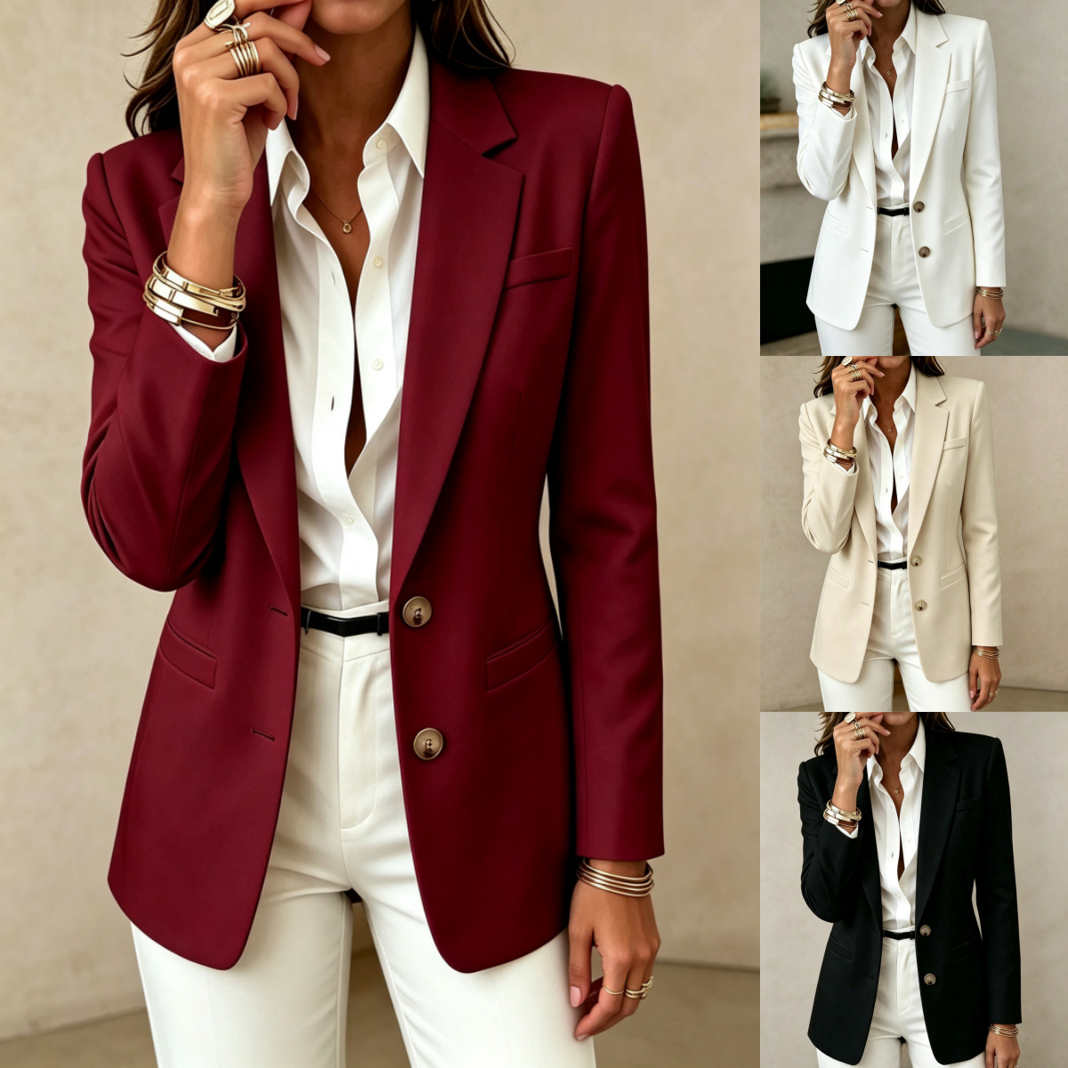 Additional product image 2 for Women's Slim-Fit Two-Button Lapel Blazer