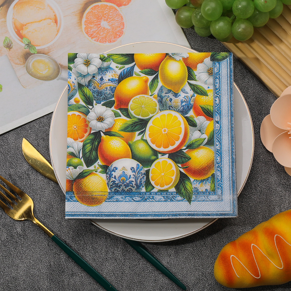 Cross-Border Printed Napkins, Colorful Printed Cute Western Restaurant Decorative Square Napkins, Party Disposable Napkins Wholesale product image