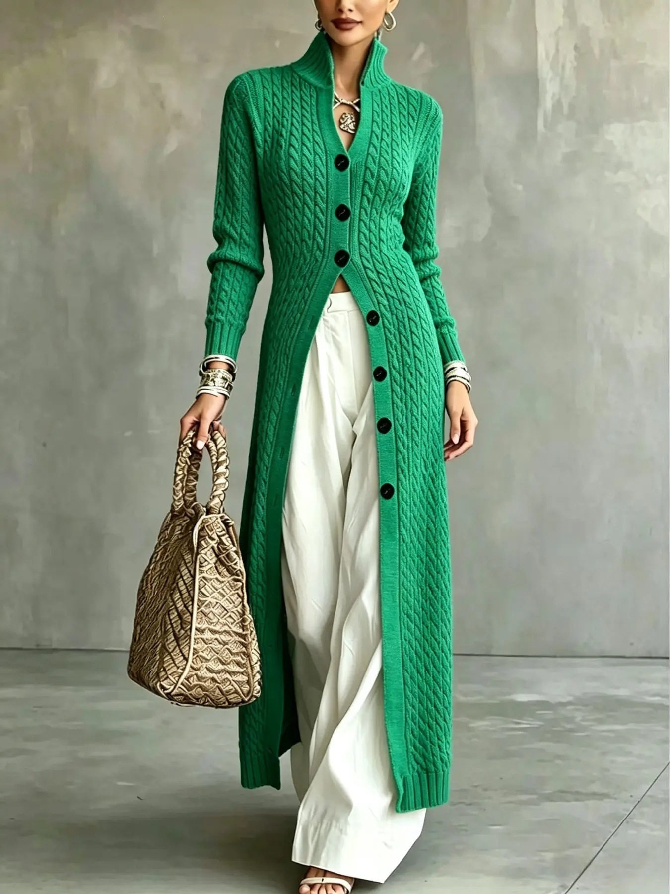 Women's long knit cardigan supplier reference image 6