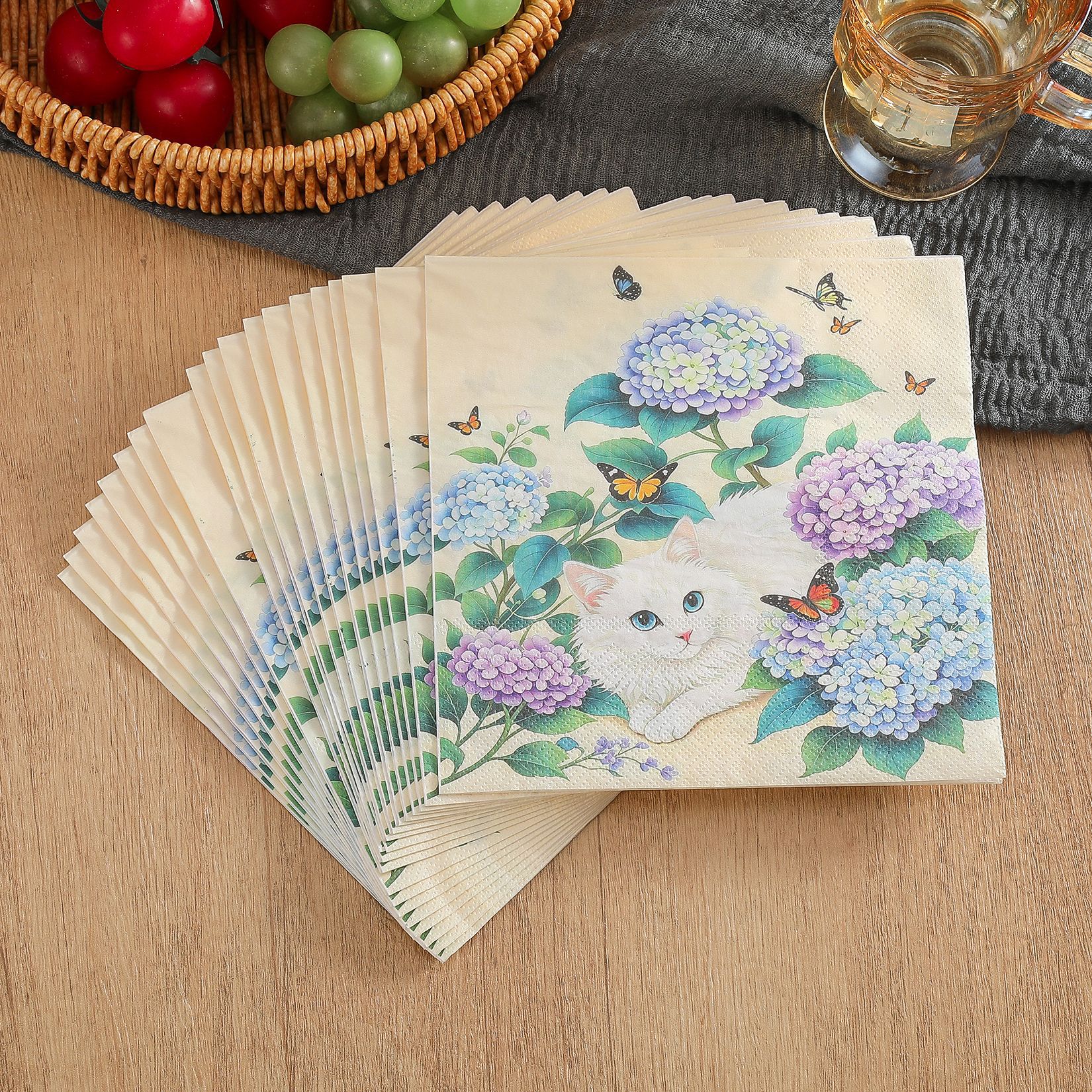 Kitten Print Napkins Party Napkins Themed Party Colorful