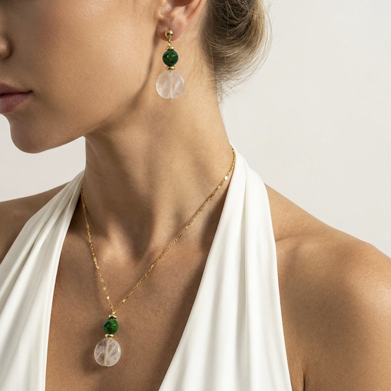 Women French Style Acrylic Pendant Jewelry Set,Transparent Dangle Earrings And Necklace Fashion Costume Accessories For Autumn Winter Daily Occasion