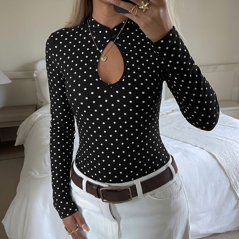 2026 Toamna si iarna Stil nou Simplu Retro Nou Stil Chinezesc Stand Guler Polka Dot Salopeta Pentru Femei