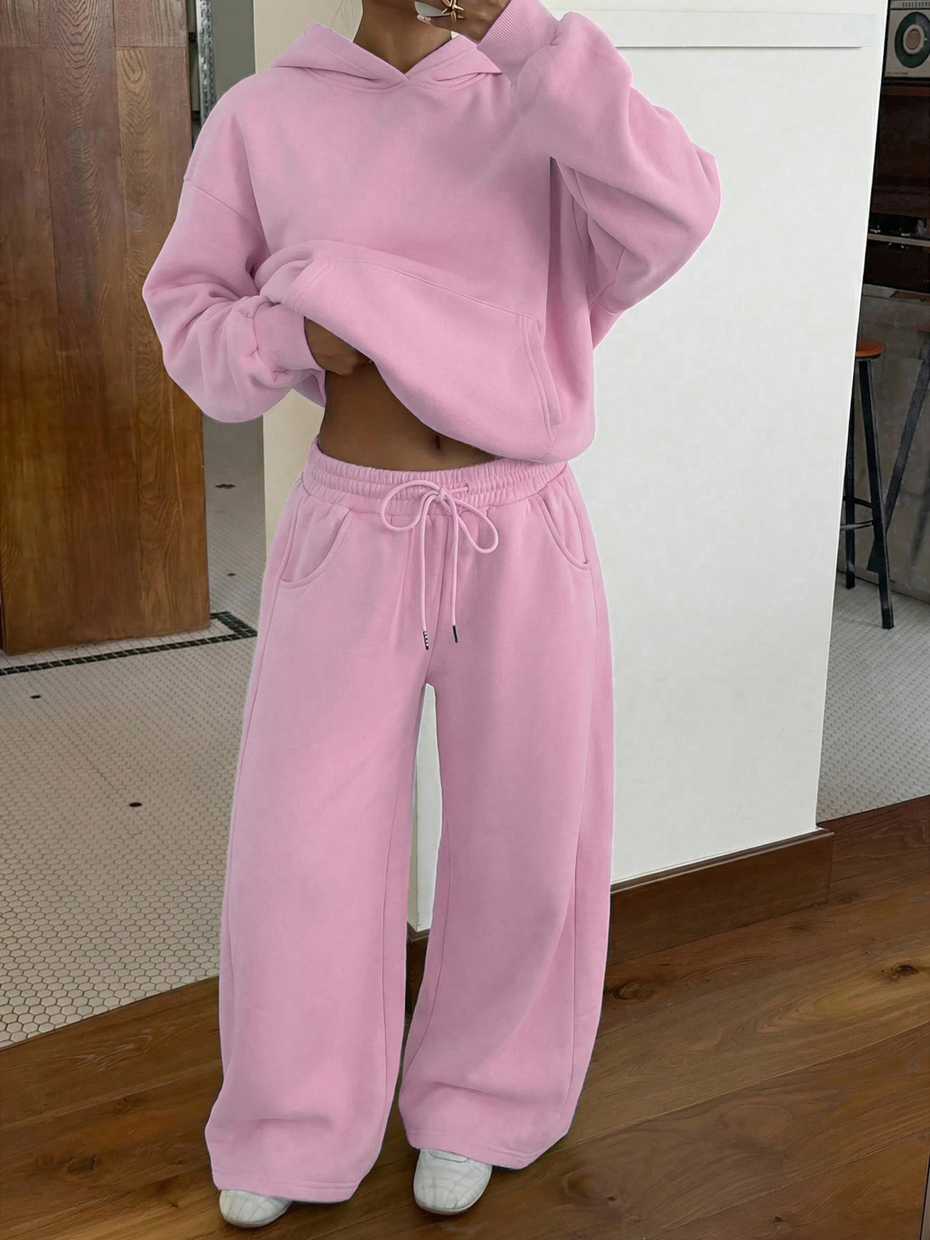 2026 New Women's Clothing Amazon European And American Women's Sports Suit Street Style Fleece Casual Fashion Sweatshirt Two-Piece Set