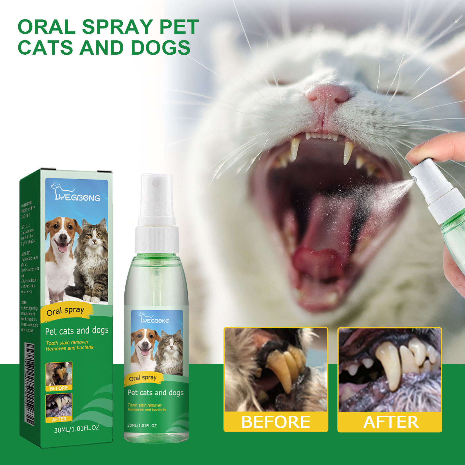 Yegbong Pet Teeth Cleaning Spray Dog