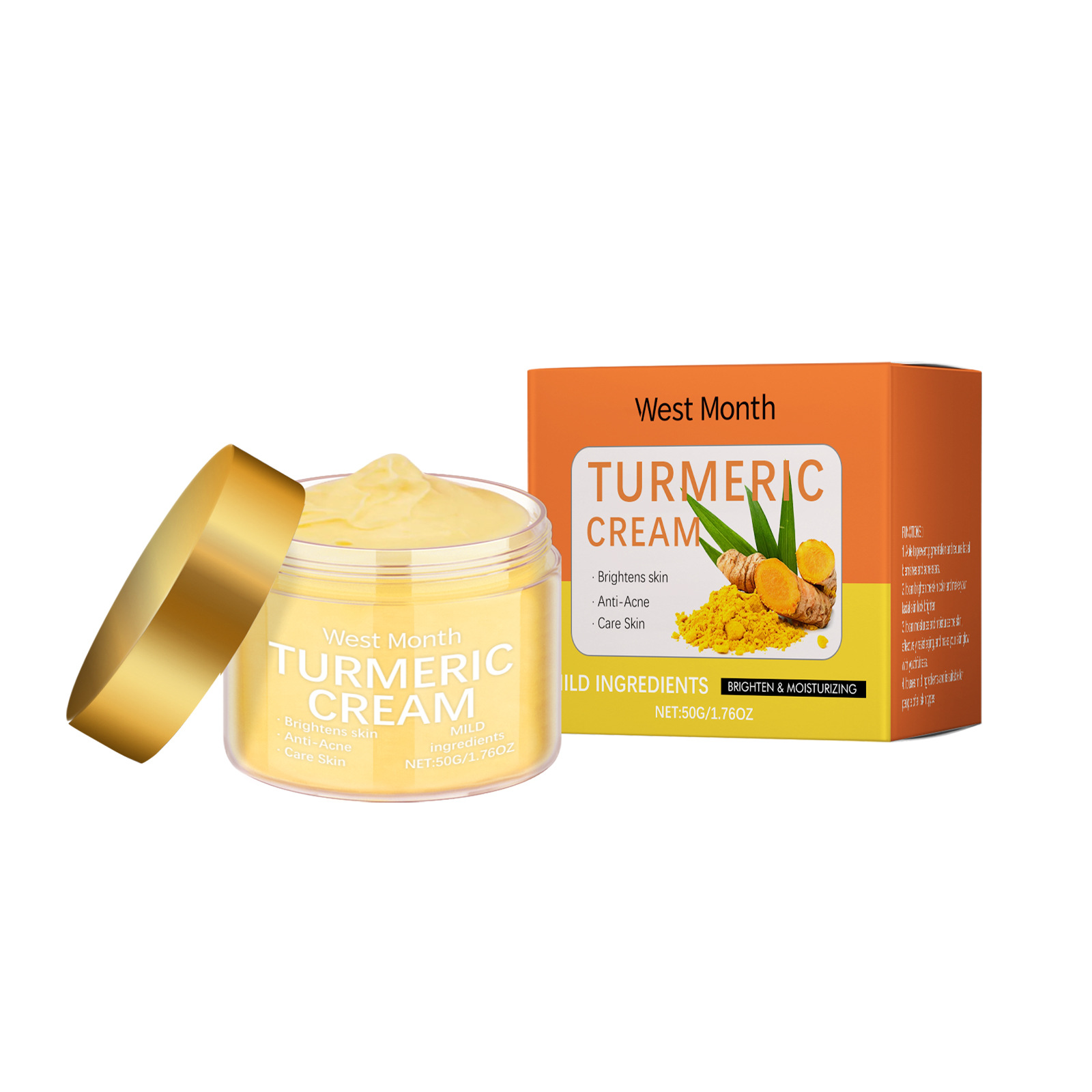 Westmonth Turmeric Moisturizing Cream No-Makeup Cream Lazy Cream Hydrating Cream Foreign Trade Cross-Border Cosmetics Wholesale Exclusive