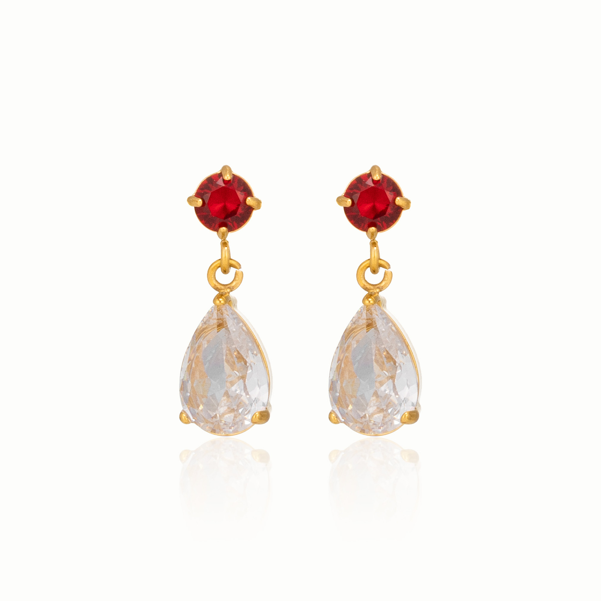 Dazan 18K Gold-Plated New Fashion Mini Super Shiny Parrot Red Water Drop Pendant Light Luxury Marquise Zircon Earrings — 1