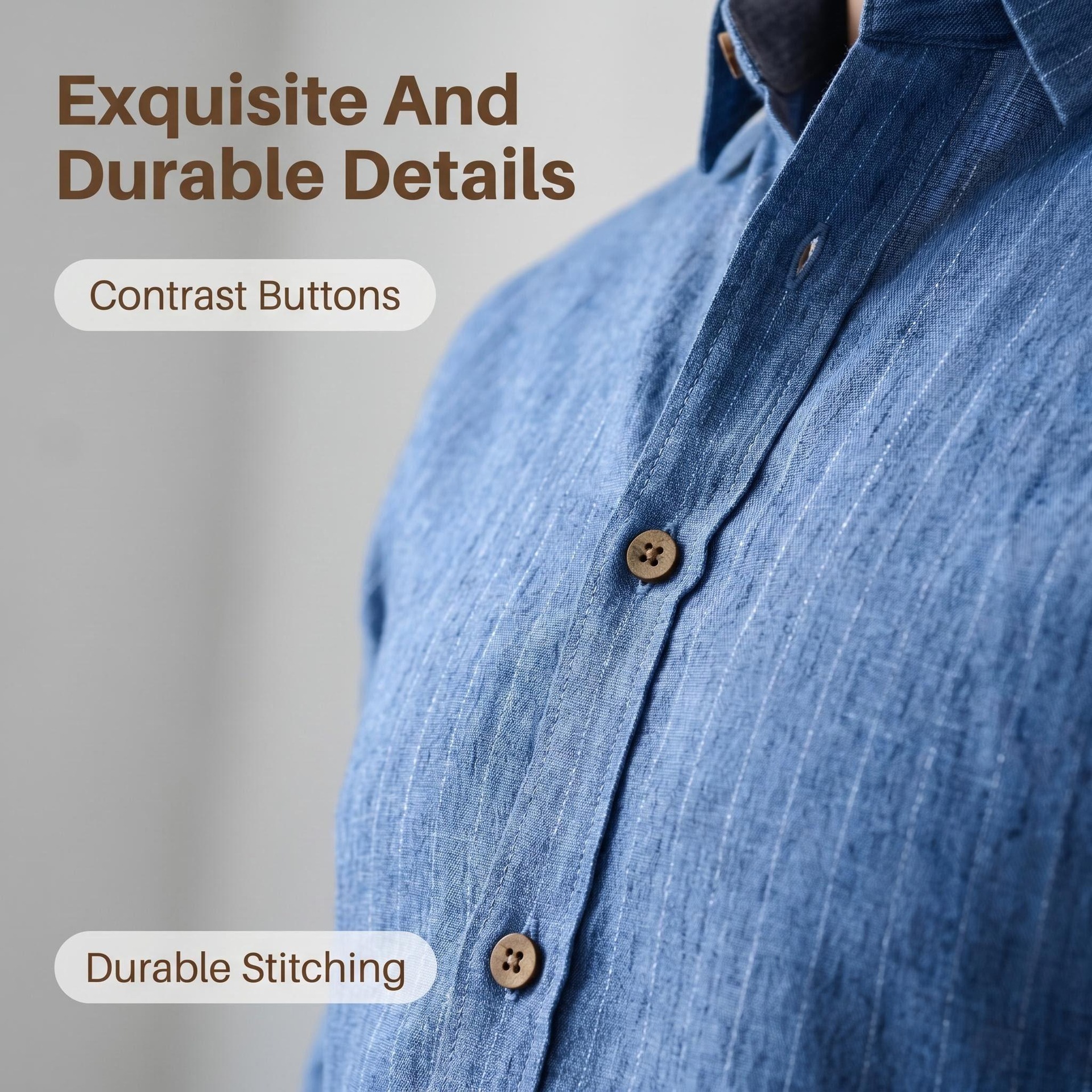 Jiachuan Cross-Border Specializes In Men's Shirts, Imitation Linen Gold-Striped Non-Iron Casual Business Shirts, Men's Long-Sleeve Shirts, Amazon
