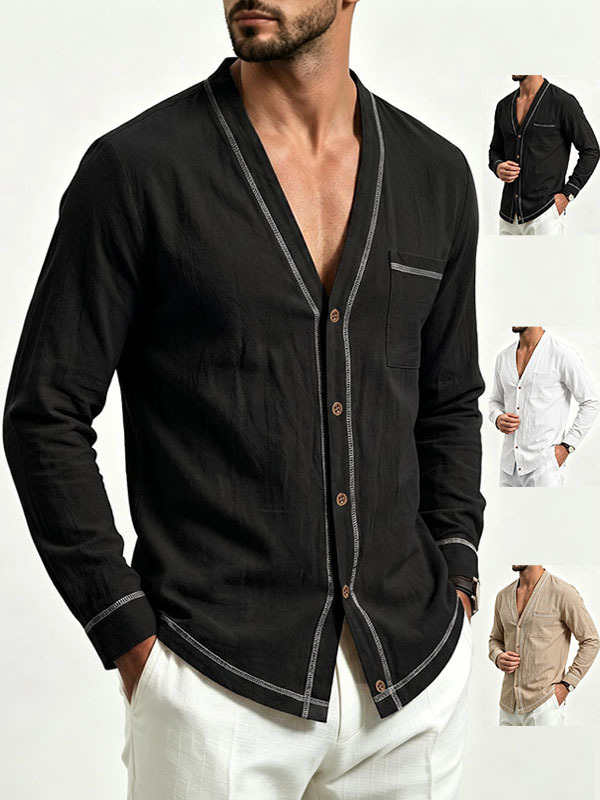 Men's Spring Autumn Linen T Shirt Men