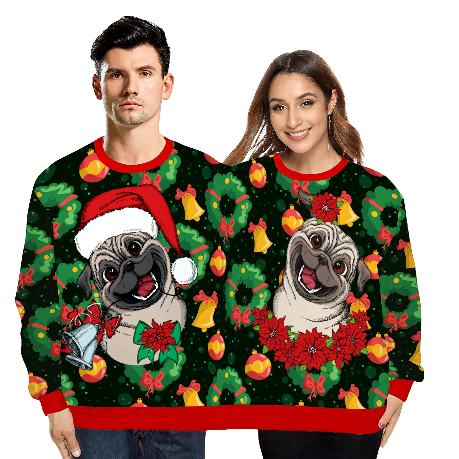 2026New Autumn And Winter Christmas Clothing European And American Best-Selling 3D Digital Printing Male And Female Couple One-Piece Round Neck Sweatshirt product image