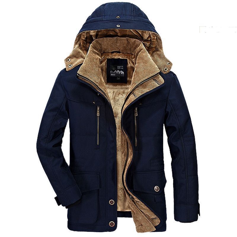 Winter Cotton Youth Zipper Solid Color Three-Dimensional Patch Pocket Fleece-Lined Loose Casual Cotton Jacket Warm Fleece-Lined product image