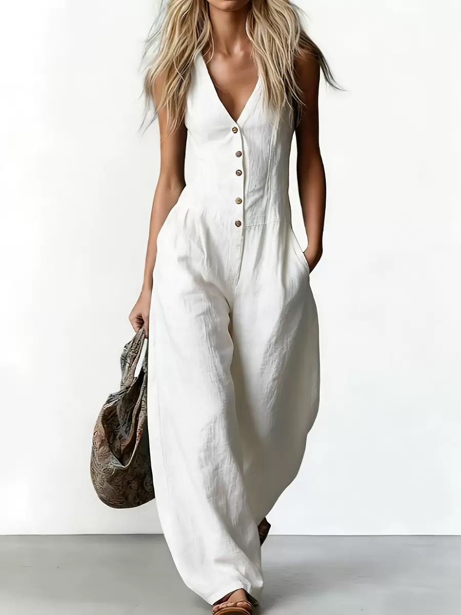 European And American Fashion Sleeveless Wide-leg Jumpsuit
