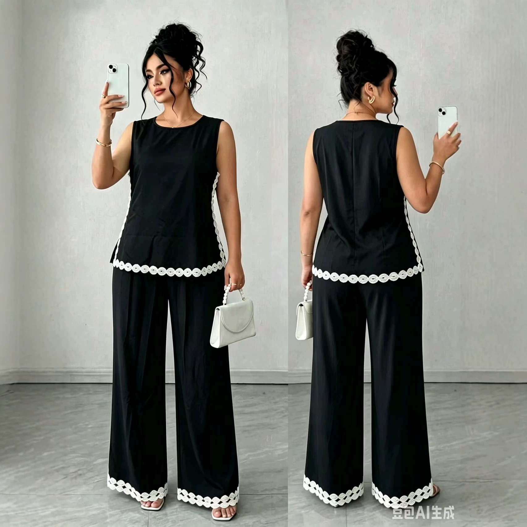 New 2026 Sleeveless Casual Pants Set Plus Size Vacation Outfit