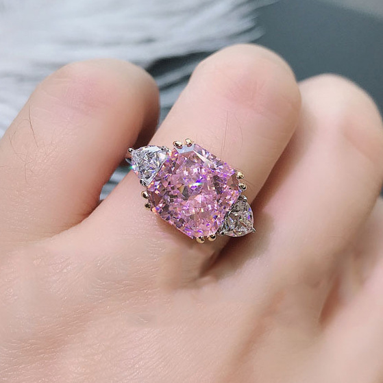 Women Three Stone Radiant Cut Rhinestone Statement