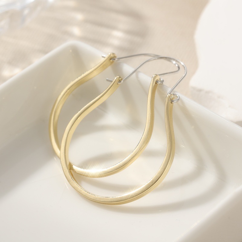 Minimalist Open Hoop Earrings Gold Tone Brass Women Elegant Daily Party Fashion Jewelry Lightweight Versatile