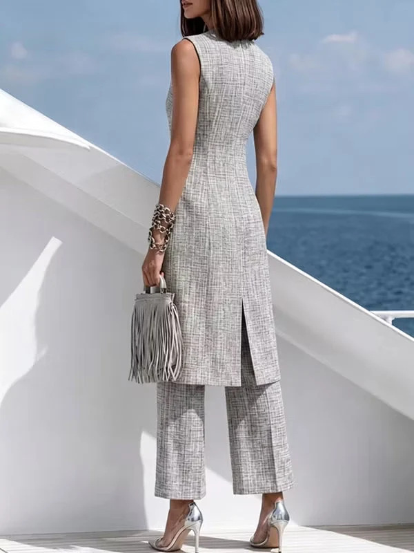 New Hot-Selling European And American Cross-Border Fashion Women's Elegant Vest And Pants Two-Piece Suit