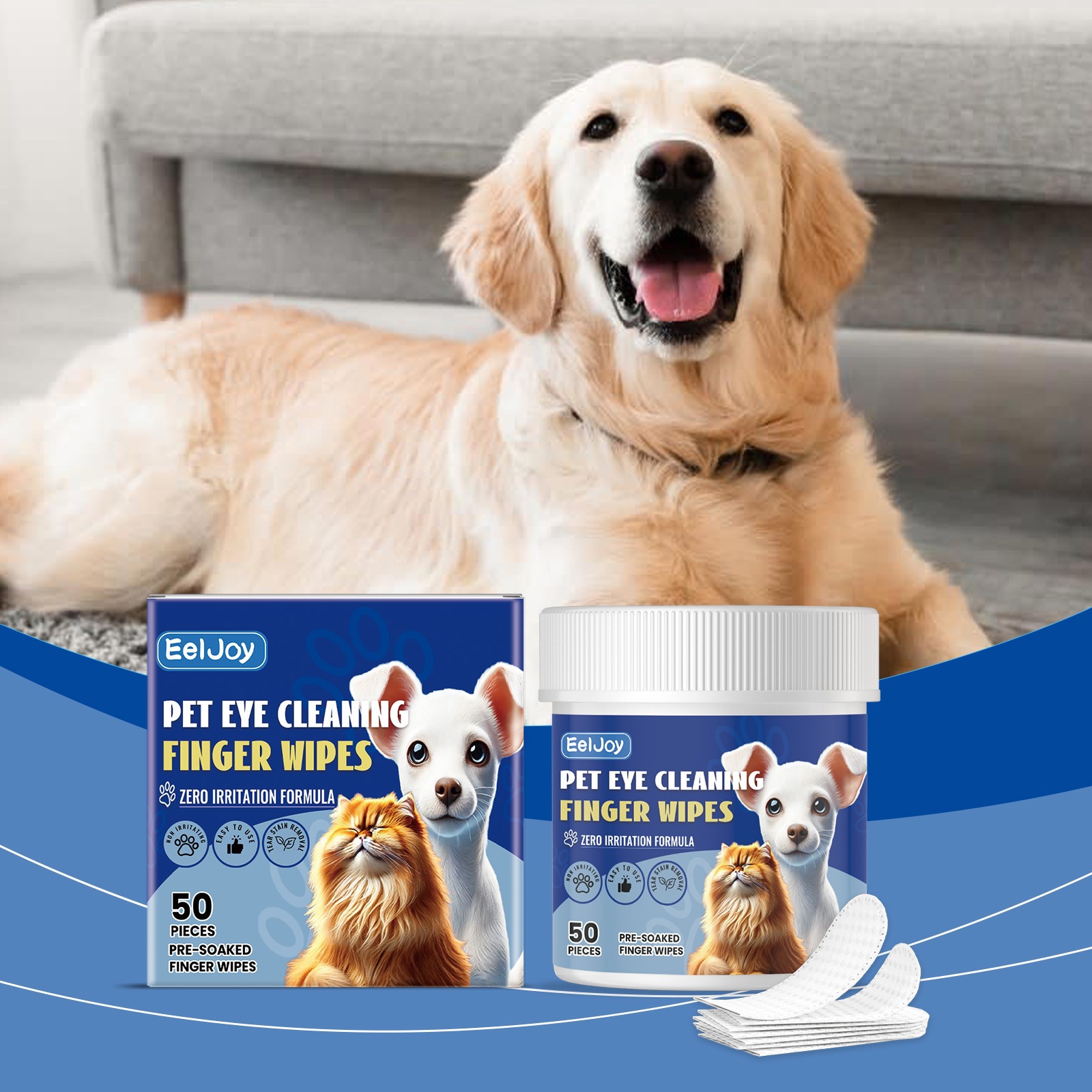 Eeljoy Pet Eye Cleaning Finger Wipes Cat
