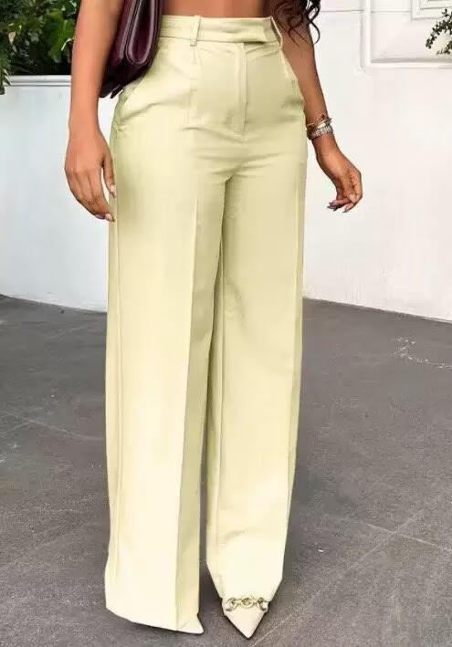 2026 New Commuting High Waisted Straight Pants, Wide Leg Pants, Casual Set, Long Pants, Women's — image 2 of 19