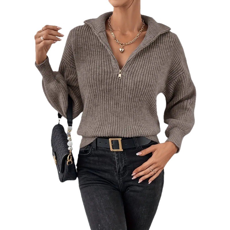 Women's Knitted Top Fashion Solid Color Loose Casual Polo