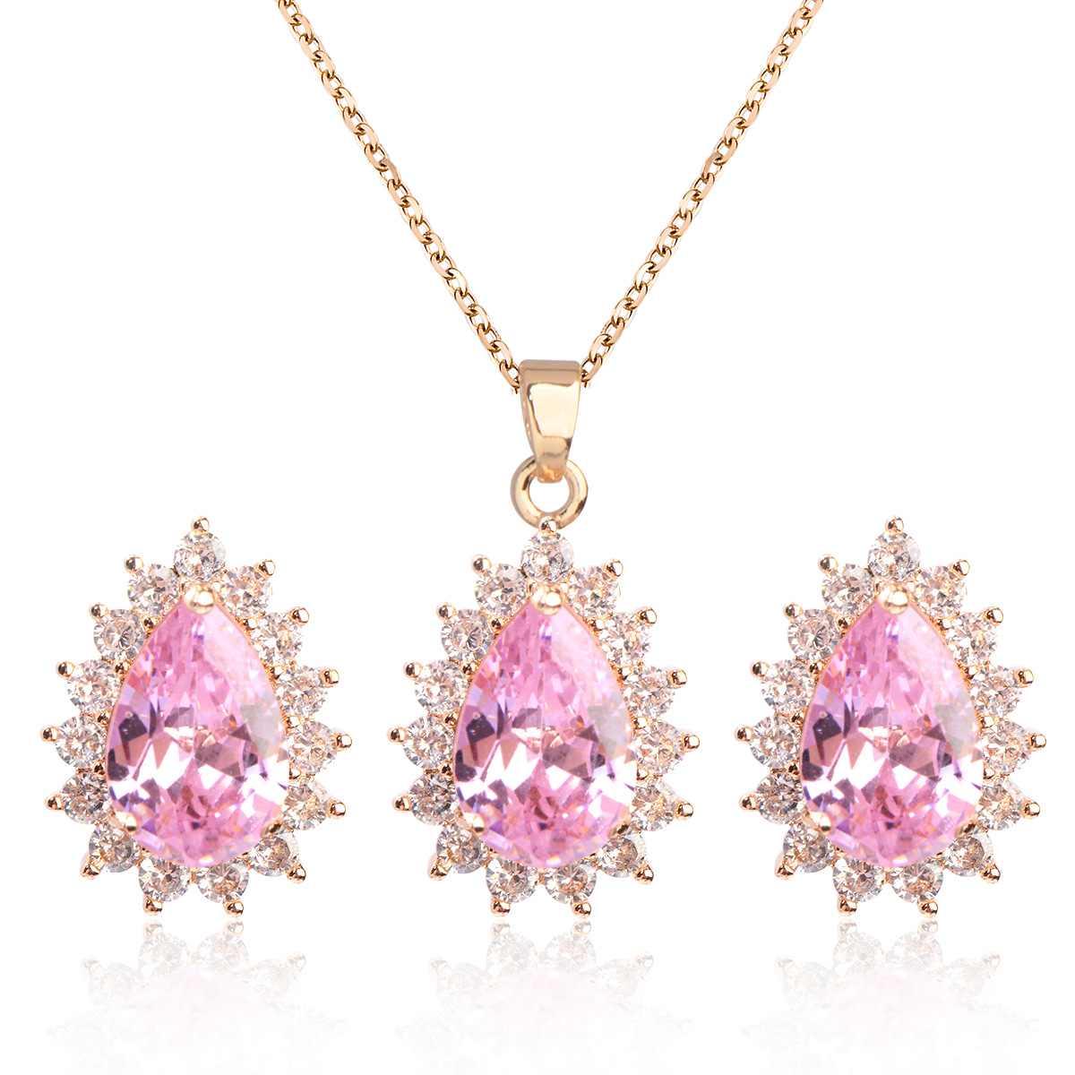 Sparkling Zircon Earrings And Necklace Set, Elegant And Exquisite Full Diamond Jewelry Set, Dress Accessories For Women, Light Luxury