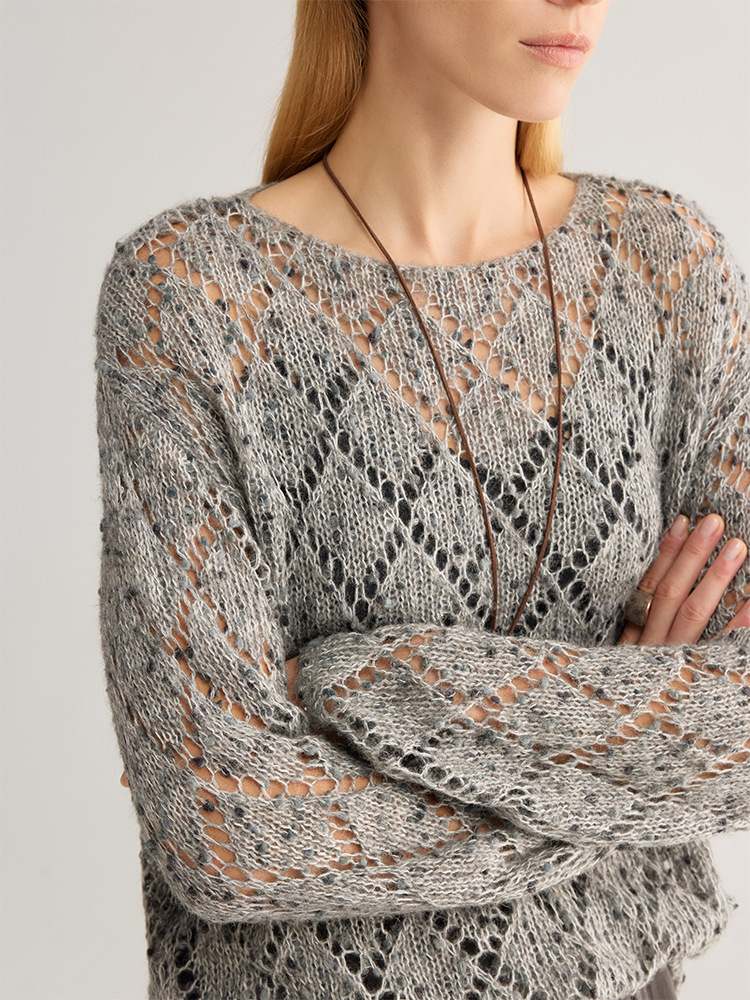 Diamond Open-Knit Alpaca-Blend Sweater