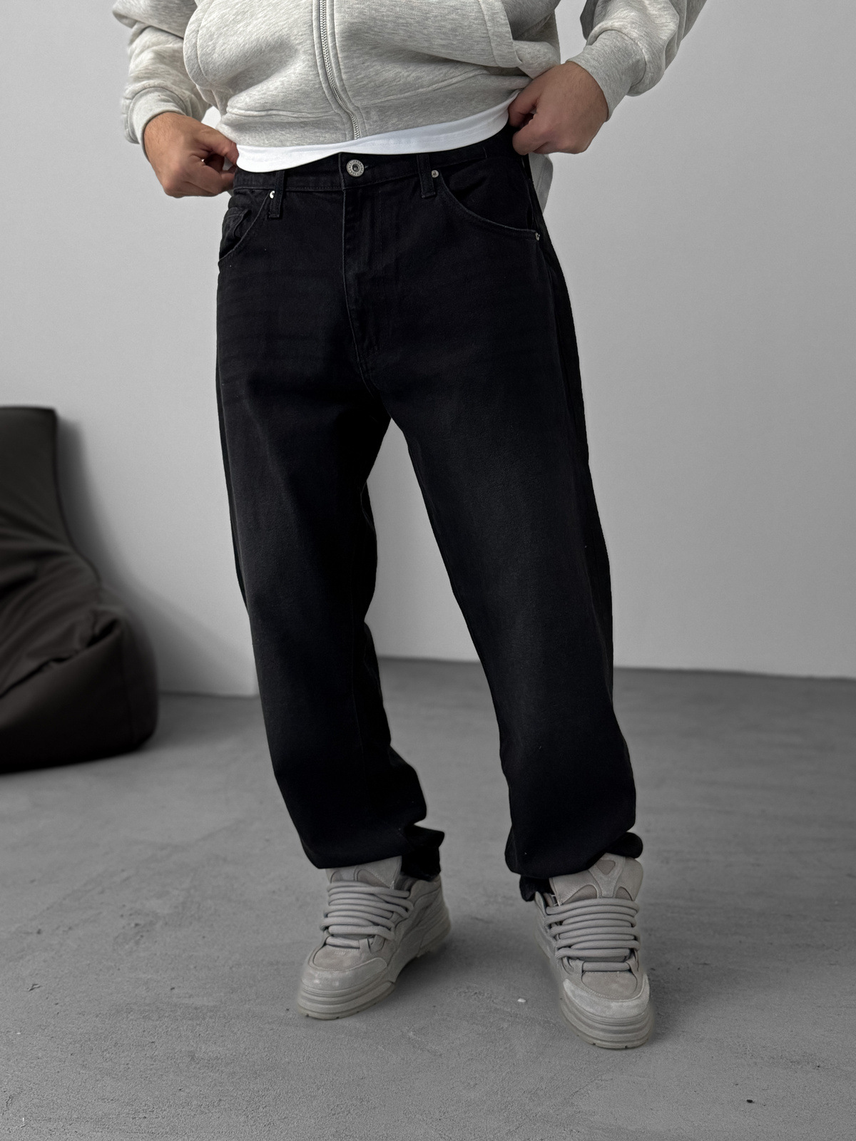 European And American Street BIKER JEANS Fashion Brand Ma Ying High Street Men's JEANS Loose Wide Leg Straight Pants Men