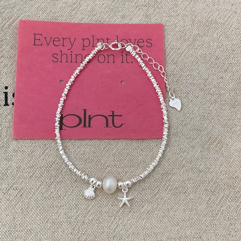 Pearl Shell Starfish Shattered Silver Bracelet Women's