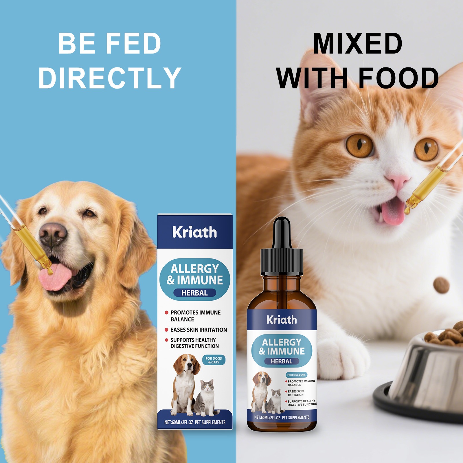 Kriath Pet Herbal Care Oral Liquid Is A Gentle And Nourishing Drop That Comforts Cats And Dogs' Bodies And Is Easily Absorbed
