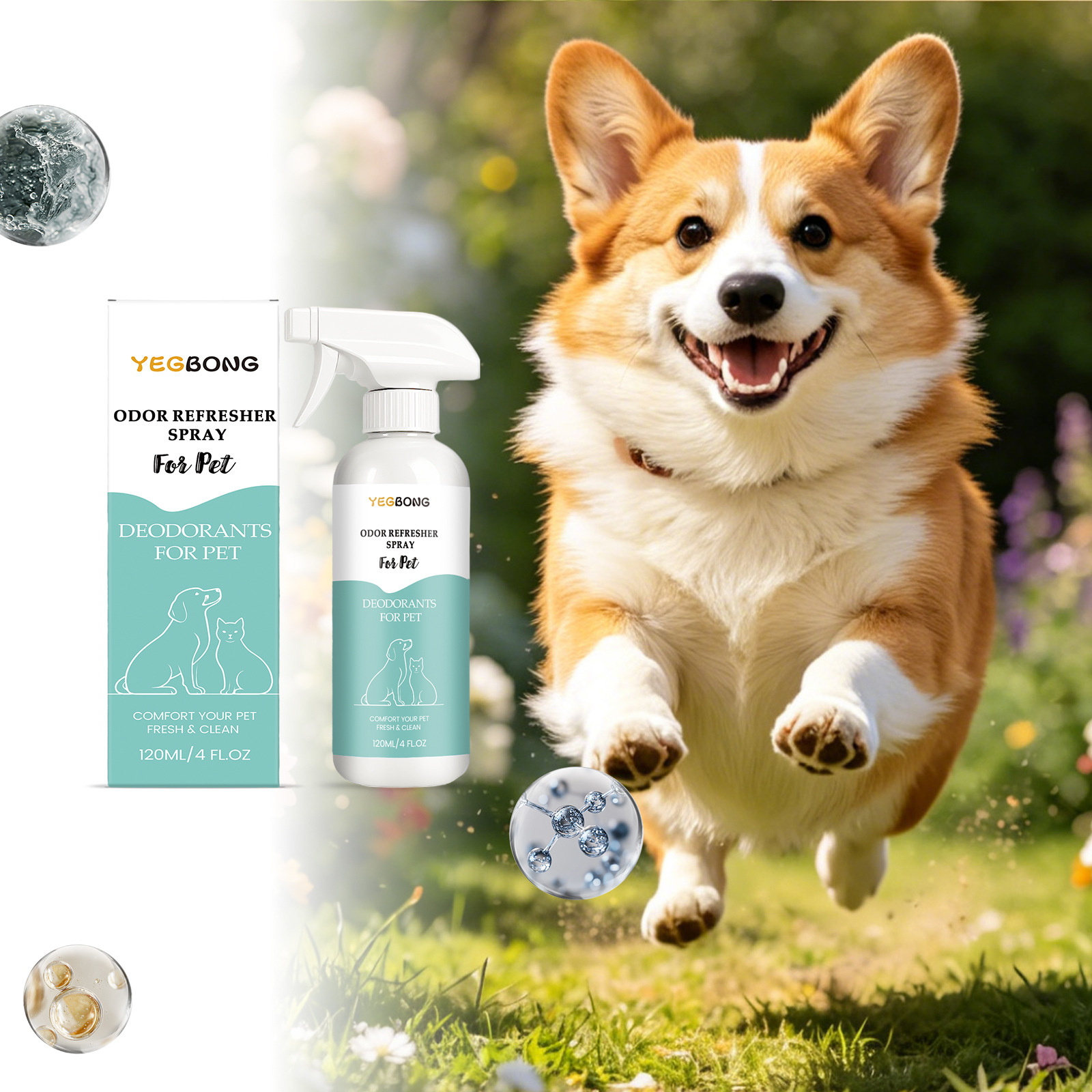 Yegbong Pet Deodorizing Spray Gentle Formula Cleans