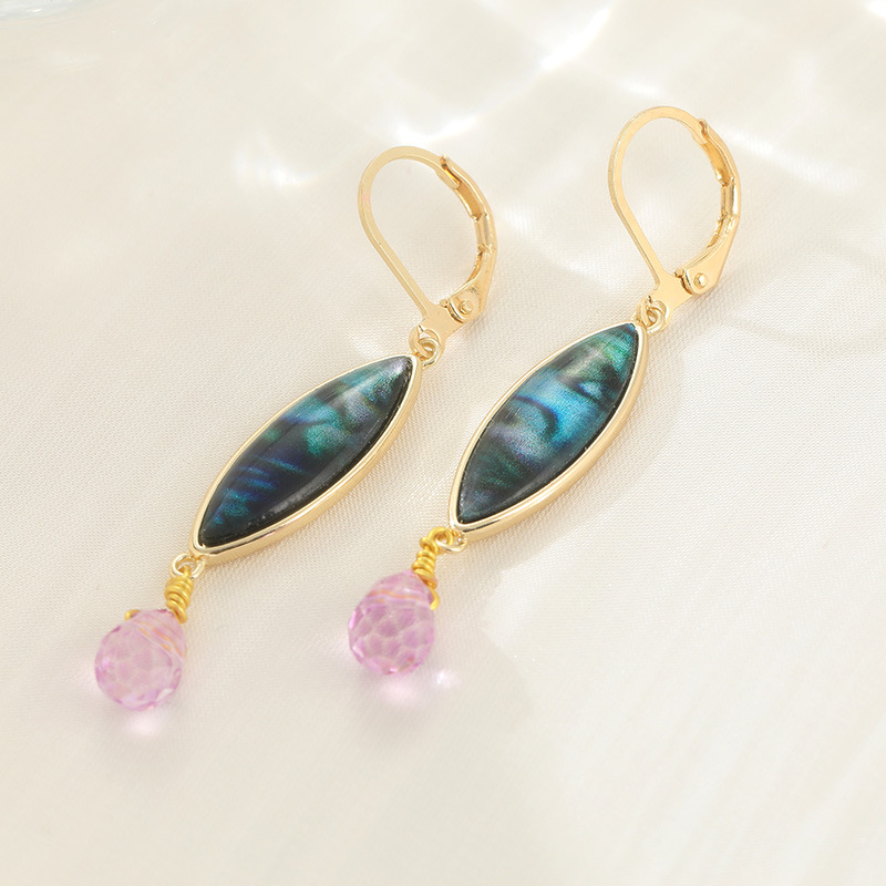 Elegant Iridescent Marquise Bead Drop Cercei Aur Ton Alamă Femei Petrecere Artistică Bijuterii Modă Versatil