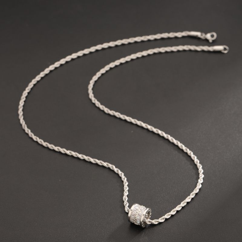 Glass Cylinder Exquisite Pendant Necklace Men's Titanium Steel High-end Color-free All-match Accessories Women's New Fashion Jewelry