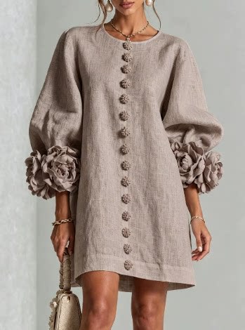 3D Flower Cuff Mini Dress, picture 2 of 12