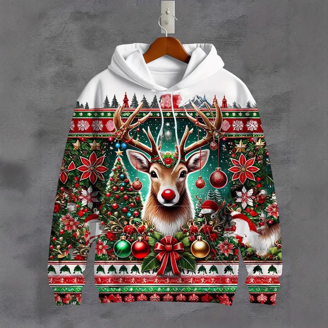 Christmas New 3D Printed Hooded Sweatshirt Men's Export