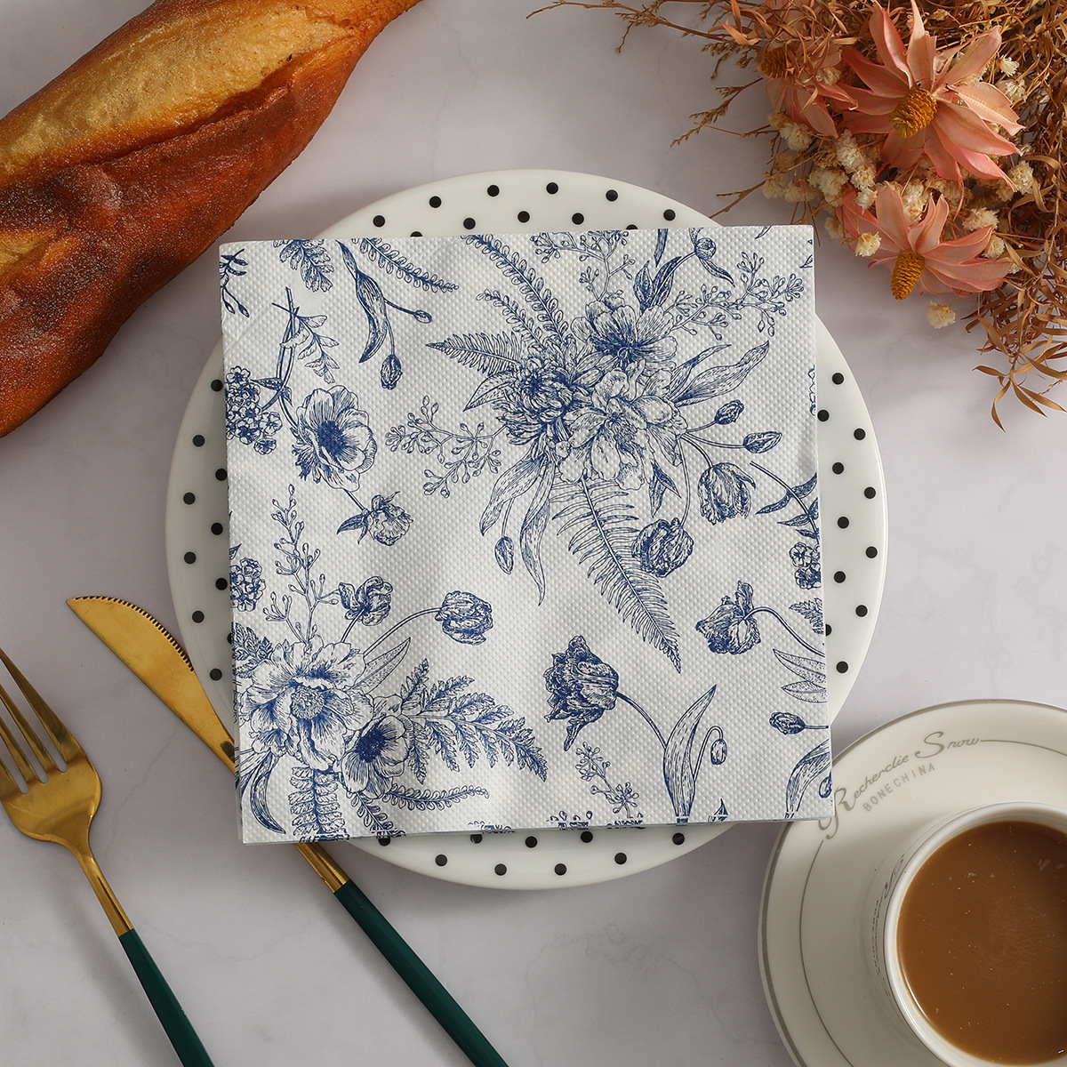Printed Napkins Cross-Border Holiday Party Plant Tableware Decorative Square Napkins Floral Disposable Napkins Wholesale product image