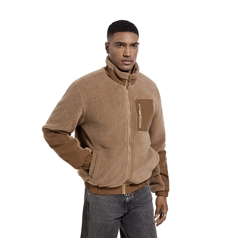 Cross-border Lamb Fleece Jacket Men's Autumn And Winter Wear Collar Polar Fleece Casual New Foreign Trade Jacket Cardigan Outdoor Men's Wear