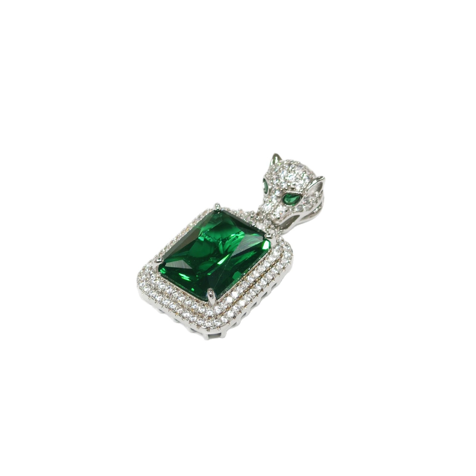 Leopard Head Emerald Pendant Necklace