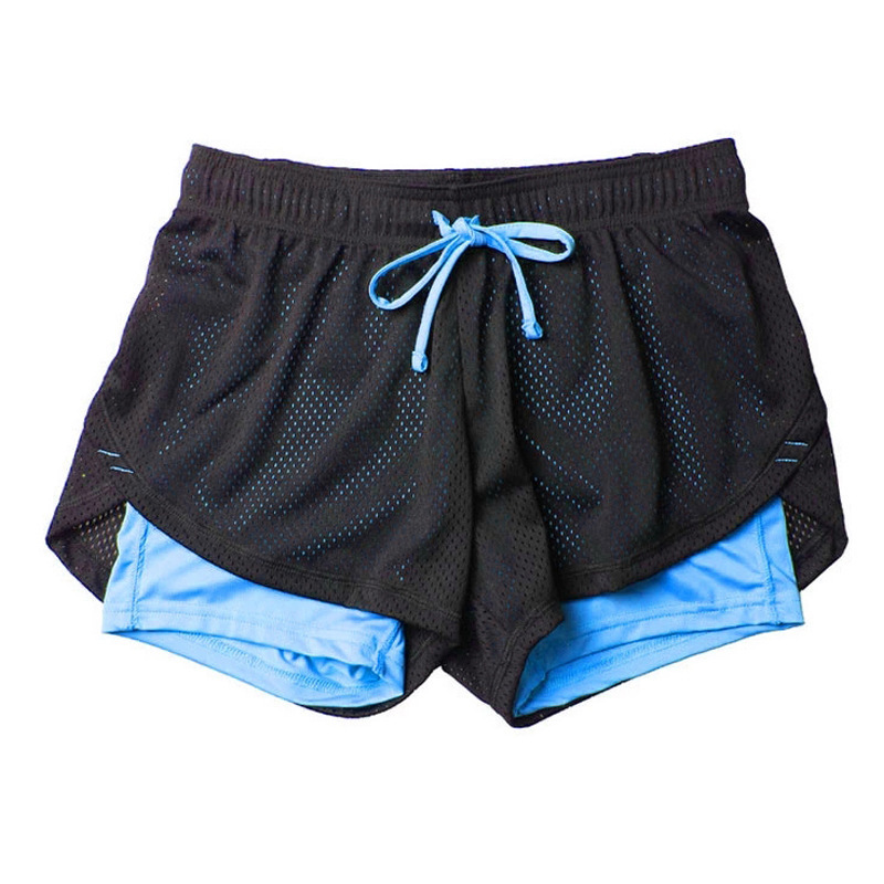 Summer New Leisure Sports Shorts Fake Two-piece Drawstring Mesh Double-layer Fitness Training Running Shorts — image 3 of 11