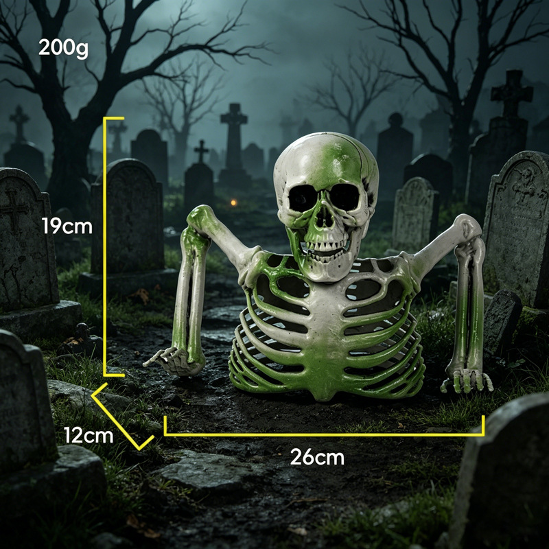 Halloween Half-Body Skeleton Desktop Decoration, Realistic