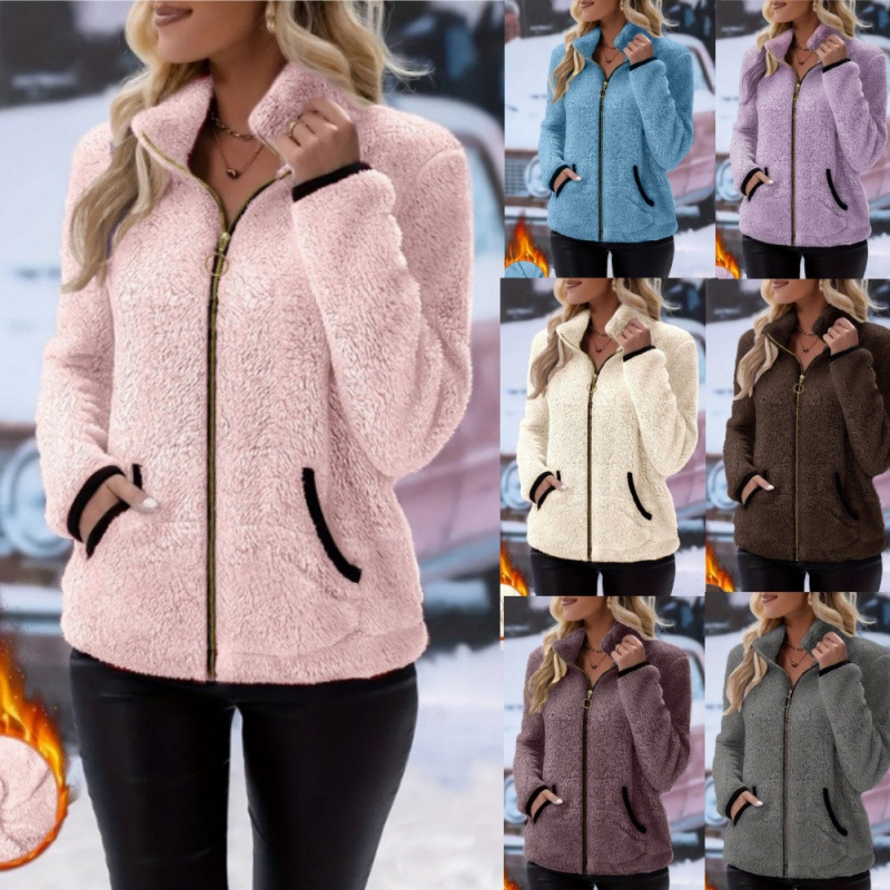 2025 European And American Women's Autumn And Winter New Casual Double-sided Velvet Zipper Cardigan Plush Hoodie Jacket
