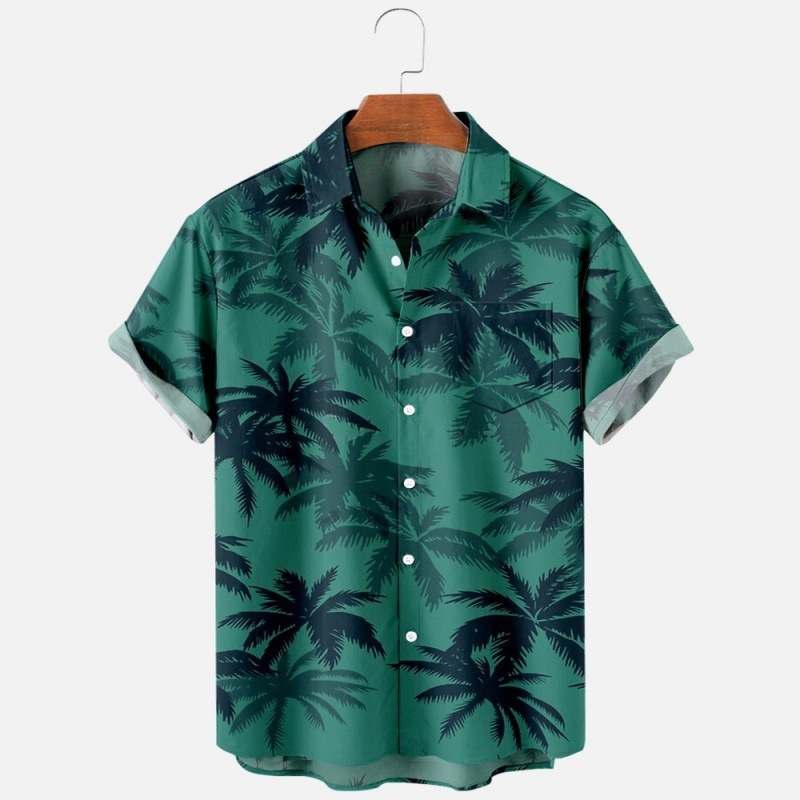Nouă modă de comerț exterior transfrontalier Trend Tricou pentru bărbați cu imprimeu digital Tricou cu mânecă scurtă cu guler înalt respirabil