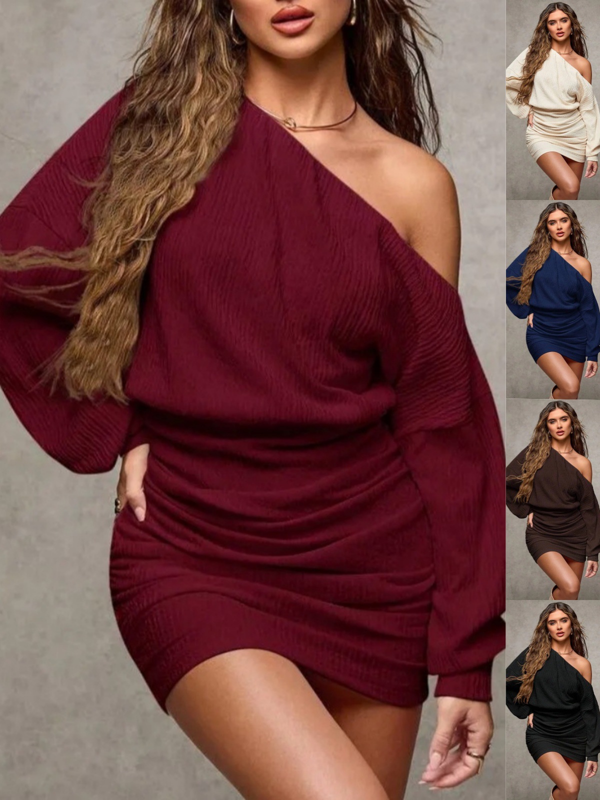 Off-shoulder Dress, Elegant Sexy Fashion Party Long Sleeve Dress For Women In Autumn And Winter