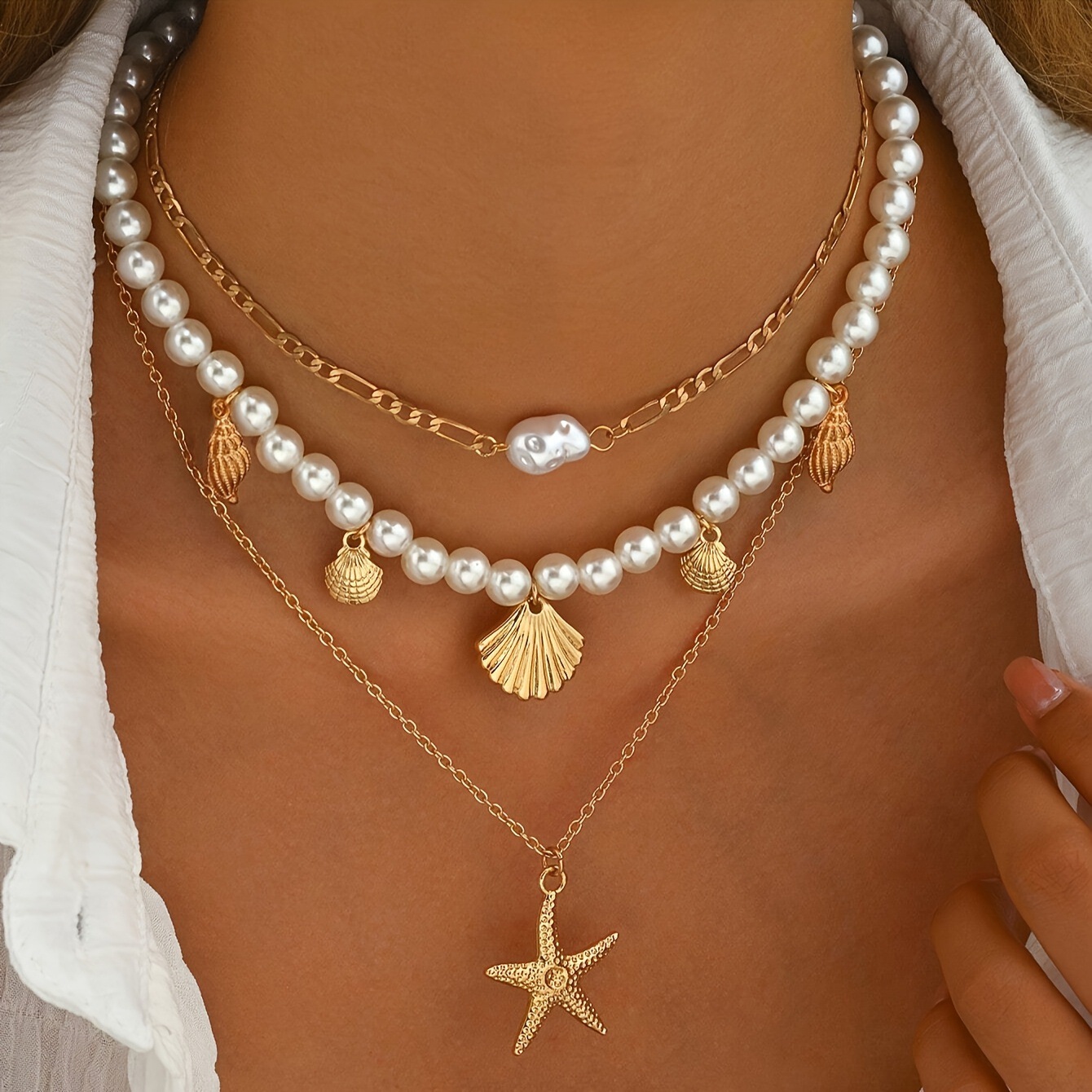 European And American Style Multi-Layered Pearl Starfish