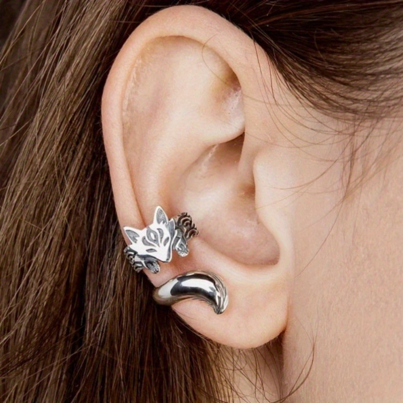 Jolis Clous d'oreilles queue de renard Laiton Argenté Femmes Animal Vintage Casual Mode Bijoux Cadeau