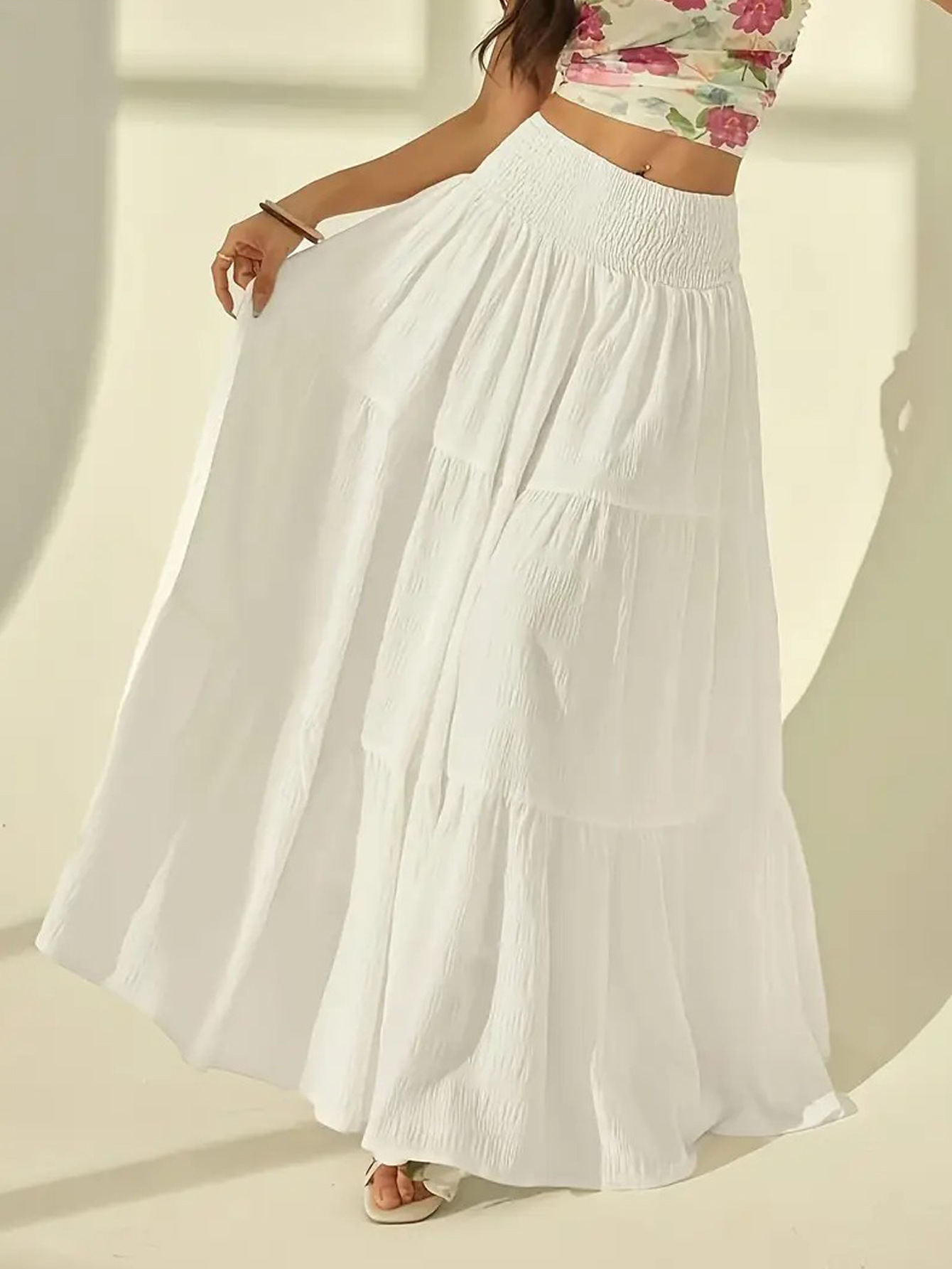 European And American Cross-Border Hot-Selling Women's Clothing Solid Color Elegant A-Line Long Skirt Women's Vacation Casual Skirt