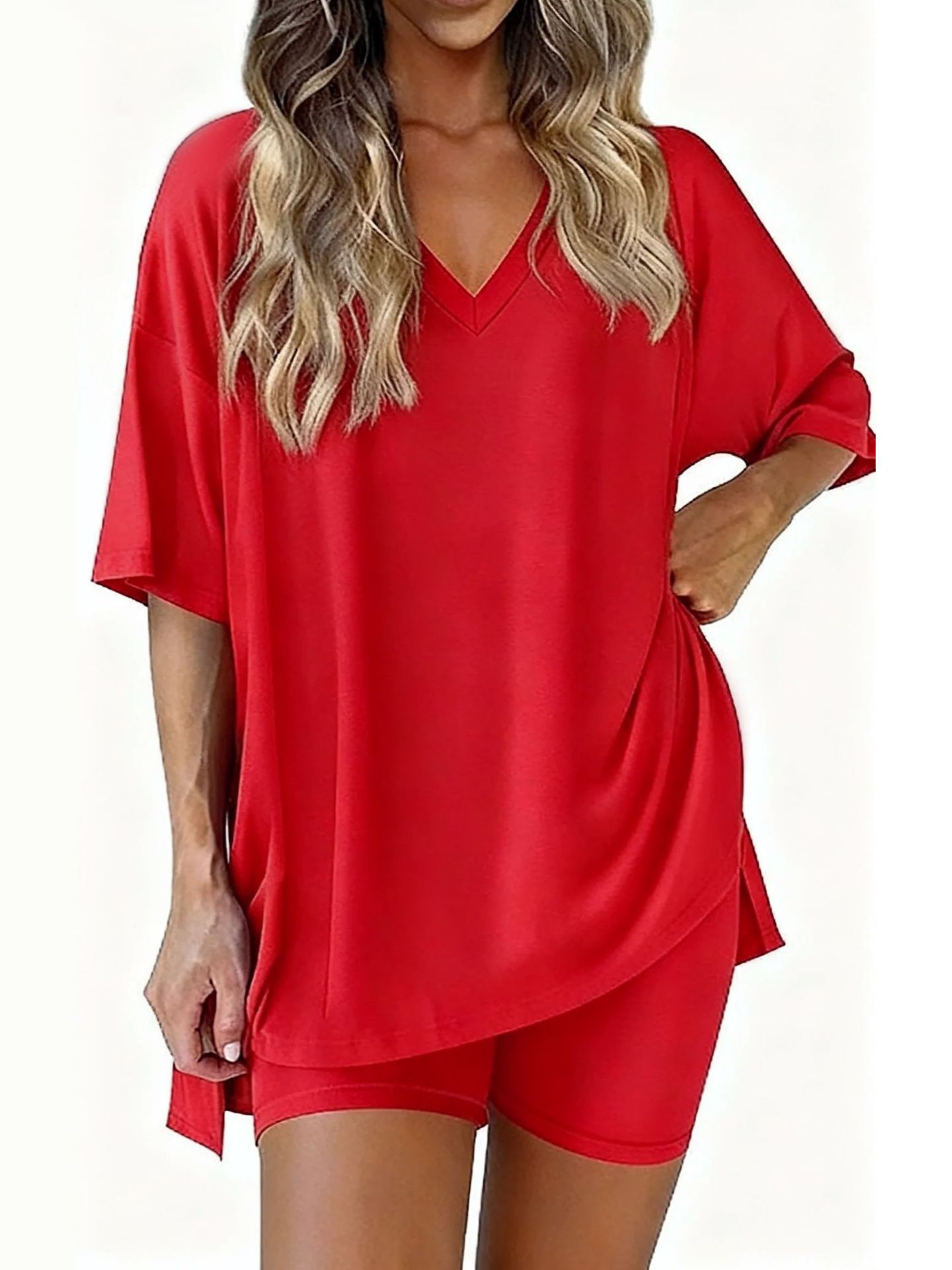 Relaxed V-Neck Pyjama Set