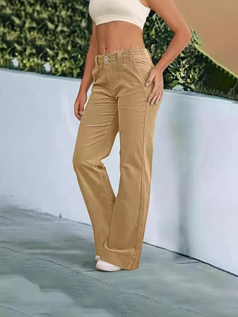 Amazon European And American Women's Loose Straight Jogging Pants Lightweight Sports Pants Zipper Pocket Sports Fitness Pants — image 9 of 15